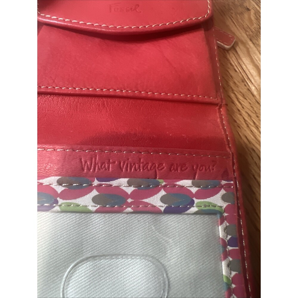 Fossil Women's Red Leather Wallet Vintage Check Book Card Holder Y2K Classic - Picture 10 of 10